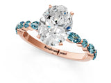 Rose gold Oval Cut Diamond Ring with Marquise and Round with Blue Topaz side stone Side Stones and Four-Prong Setting_25