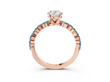 Rose gold Oval Cut Diamond Ring with Marquise and Round with Blue Topaz side stone Side Stones and Four-Prong Setting_27