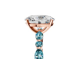 Rose gold Oval Cut Diamond Ring with Marquise and Round with Blue Topaz side stone Side Stones and Four-Prong Setting_29