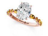 Rose gold Oval Cut Diamond Ring with Marquise and Round with Citrine side stone Side Stones and Four-Prong Setting_13