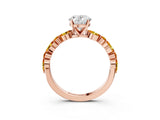 Rose gold Oval Cut Diamond Ring with Marquise and Round with Citrine side stone Side Stones and Four-Prong Setting_15