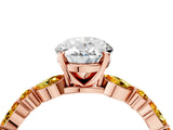 Rose gold Oval Cut Diamond Ring with Marquise and Round with Citrine side stone Side Stones and Four-Prong Setting_16