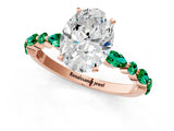 Rose gold Oval Cut Diamond Ring with Marquise and Round with Emerald side stone Side Stones and Four-Prong Setting_49