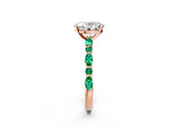 Rose gold Oval Cut Diamond Ring with Marquise and Round with Emerald side stone Side Stones and Four-Prong Setting_50