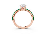 Rose gold Oval Cut Diamond Ring with Marquise and Round with Emerald side stone Side Stones and Four-Prong Setting_51