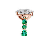 Rose gold Oval Cut Diamond Ring with Marquise and Round with Emerald side stone Side Stones and Four-Prong Setting_53