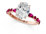 Rose gold Oval Cut Diamond Ring with Marquise and Round with Garnet side stone Side Stones and Four-Prong Setting_25