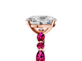 Rose gold Oval Cut Diamond Ring with Marquise and Round with Garnet side stone Side Stones and Four-Prong Setting_29