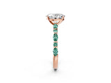 Rose gold Oval Cut Diamond Ring with Marquise and Round with Green Sapphire side stone Side Stones and Four-Prong Setting_14
