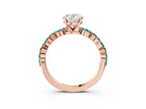 Rose gold Oval Cut Diamond Ring with Marquise and Round with Green Sapphire side stone Side Stones and Four-Prong Setting_15