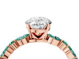Rose gold Oval Cut Diamond Ring with Marquise and Round with Green Sapphire side stone Side Stones and Four-Prong Setting_16