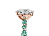 Rose gold Oval Cut Diamond Ring with Marquise and Round with Green Sapphire side stone Side Stones and Four-Prong Setting_17
