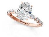 Rose gold Oval Cut Diamond Ring with Marquise and Round with Moissanite side stone Side Stones and Four-Prong Setting_49