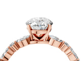 Rose gold Oval Cut Diamond Ring with Marquise and Round with Moissanite side stone Side Stones and Four-Prong Setting_52