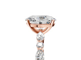 Rose gold Oval Cut Diamond Ring with Marquise and Round with Moissanite side stone Side Stones and Four-Prong Setting_53
