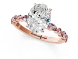 Rose gold Oval Cut Diamond Ring with Marquise and Round with Morganite side stone Side Stones and Four-Prong Setting_25