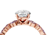 Rose gold Oval Cut Diamond Ring with Marquise and Round with Morganite side stone Side Stones and Four-Prong Setting_28