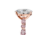 Rose gold Oval Cut Diamond Ring with Marquise and Round with Morganite side stone Side Stones and Four-Prong Setting_29