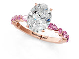 Rose gold Oval Cut Diamond Ring with Marquise and Round with Pink Sapphire side stone Side Stones and Four-Prong Setting_13