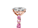 Rose gold Oval Cut Diamond Ring with Marquise and Round with Pink Sapphire side stone Side Stones and Four-Prong Setting_17