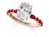 Rose gold Oval Cut Diamond Ring with Marquise and Round with Ruby side stone Side Stones and Four-Prong Setting_25