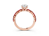 Rose gold Oval Cut Diamond Ring with Marquise and Round with Ruby side stone Side Stones and Four-Prong Setting_27