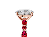 Rose gold Oval Cut Diamond Ring with Marquise and Round with Ruby side stone Side Stones and Four-Prong Setting_29
