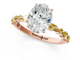Rose gold Oval Cut Diamond Ring with Marquise and Round with Yellow Sapphire side stone Side Stones and Four-Prong Setting_25