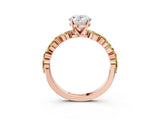 Rose gold Oval Cut Diamond Ring with Marquise and Round with Yellow Sapphire side stone Side Stones and Four-Prong Setting_27