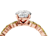 Rose gold Oval Cut Diamond Ring with Marquise and Round with Yellow Sapphire side stone Side Stones and Four-Prong Setting_28