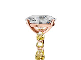 Rose gold Oval Cut Diamond Ring with Marquise and Round with Yellow Sapphire side stone Side Stones and Four-Prong Setting_29