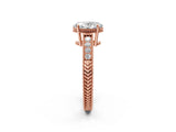 Rose gold Oval Cut Diamond Ring with Milgrain Pavé Band and Four-Prong Setting_26