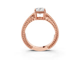 Rose gold Oval Cut Diamond Ring with Milgrain Pavé Band and Four-Prong Setting_27