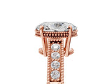 Rose gold Oval Cut Diamond Ring with Milgrain Pavé Band and Four-Prong Setting_29