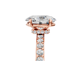 Rose gold Oval Cut Diamond Ring with Pavé Band and Four-Prong Setting_58