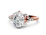 Rose gold Oval Cut Diamond Ring with Side Stones and Four-Prong Setting_12