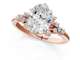 Rose gold Oval Cut Diamond Ring with Side Stones and Four-Prong Setting_13