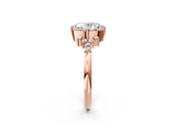 Rose gold Oval Cut Diamond Ring with Side Stones and Four-Prong Setting_14
