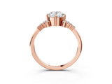 Rose gold Oval Cut Diamond Ring with Side Stones and Four-Prong Setting_15