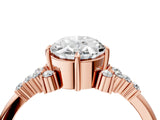 Rose gold Oval Cut Diamond Ring with Side Stones and Four-Prong Setting_16