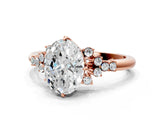 Rose gold Oval Cut Diamond Ring with Side Stones and Four-Prong Setting_166