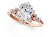 Rose gold Oval Cut Diamond Ring with Side Stones and Four-Prong Setting_167