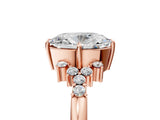 Rose gold Oval Cut Diamond Ring with Side Stones and Four-Prong Setting_17