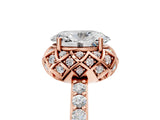 Rose gold Oval Cut Diamond Scalloped Halo Engagement Ring with Round Shared Prong Band_17