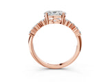 Rose gold Oval Cut Diamond Scattered Round Accent Ring with Prong Setting_15
