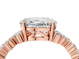 Rose gold Oval Cut Diamond Scattered Round Accent Ring with Prong Setting_16