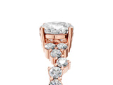 Rose gold Oval Cut Diamond Scattered Round Accent Ring with Prong Setting_17