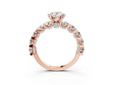 Rose gold Oval Cut Diamond Side Stone Engagement Ring with Four-Prong Setting_27