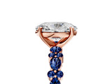 Rose gold Oval Cut Diamond Side Stone Solitaire Ring with Round with Blue Sapphire side stone and Four-Prong Setting_5