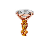 Rose gold Oval Cut Diamond Side Stone Solitaire Ring with Round with Citrine side stone and Four-Prong Setting_5